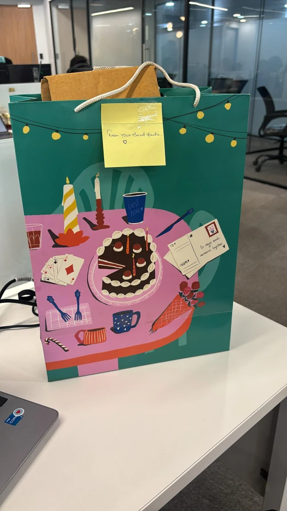 Secret Santa gift exchange at the office